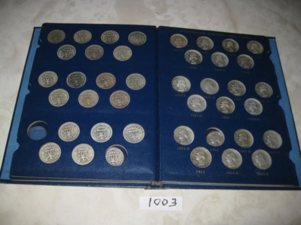 Washington Silver Quarter Album with 69 DifferentG