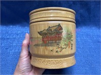 Bamboo Asian tea box (signed)