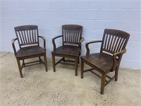 (3) Vtg. Wooden Office Chairs
