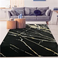 Babil Gold 6x9 Area Rug (Black  6'7 x 9')