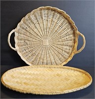 2 Wicker Serving Trays