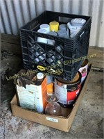 Box of paint & crate of spray paint (unknown