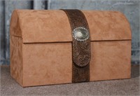 A Lori Grenier Jewelry Chest, suede leather