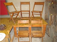 5 Old Fold Up Wood Chairs
