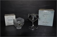 Oneida Crystal Bowl & Candle Holder w/Box