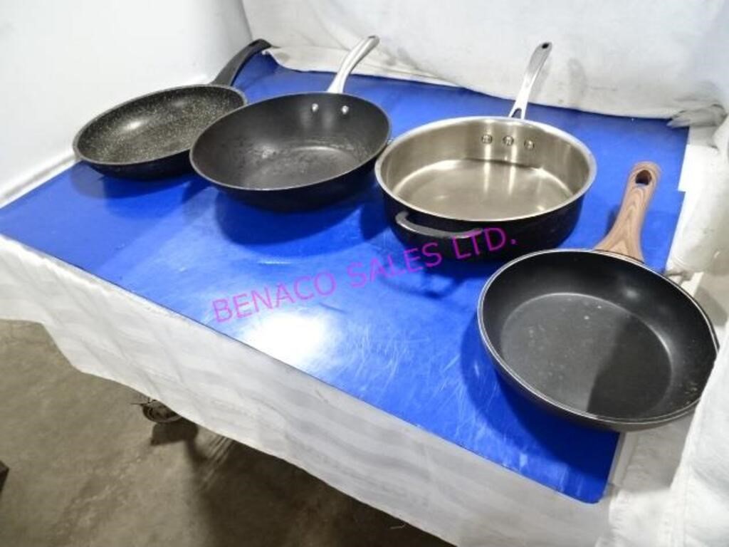 LOT,9PCS ASST SIZE FRY PANS 8"D-12"D