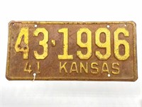 Kansas 1941 License Plate