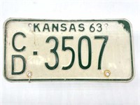 Kansas 1963 License Plate