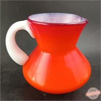 Art Glass Creamer With Applied Handle