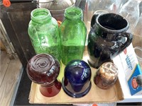 Red Vase, Green Bottles & Misc.