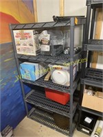 Plastic Shelf Unit & Contents - Plates,