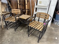 NICE DOUBLE ROCKING PATIO CHAIR SIDE TABLE COMBO