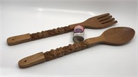 Large Wall Totem Fork & Spoon Wood Philippines