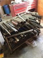 Metal rolling cart with miscellaneous sucker rods