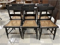 Set of 6 Caned Bottom Sheraton Painted Chairs