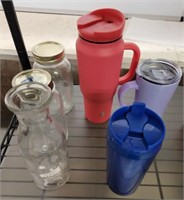 GROUP OF TUMBLERS AND MASON JARS