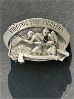 Solid Pewter Virginia Fire Fighters Belt Buckle -