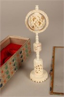 Chinese Carved Puzzle Ball and Stand,