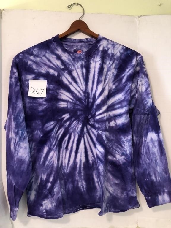 Purple tie dyed t shirt long sleeve, L, never worn