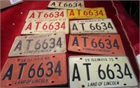 (9)Vtg 1960's Illinois license plates AT 6634