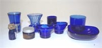 Collection vintage blue glass condiment liners