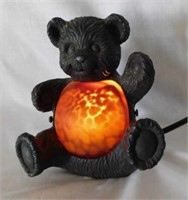 Cheyenne metal teddy bear lamp w/ amber glass