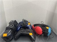 Group Lot of Video Game Controllers, Headset,