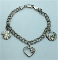 Vintage 925 Sterling Silver Bracelet w Charms