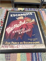 Vintage French advertising poster framed under