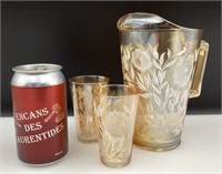 *Pichet vintage et 2 verres, marigold,