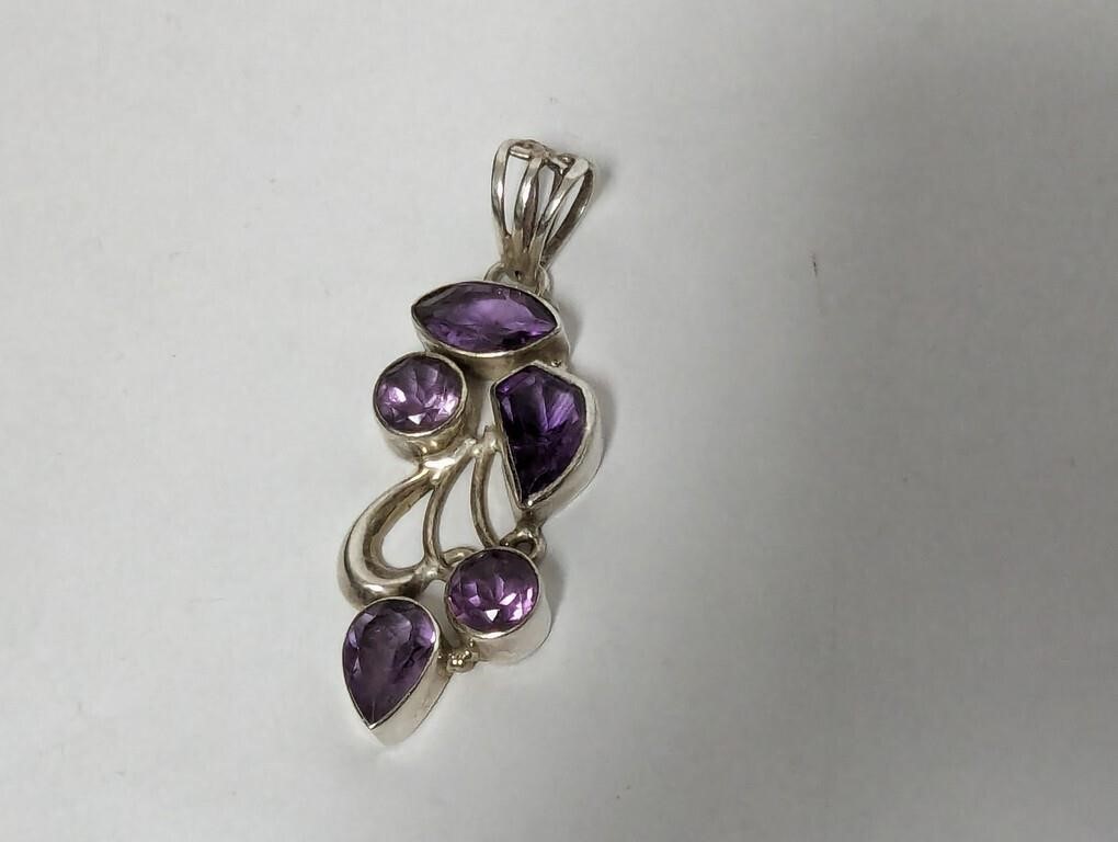 .925 Sterling Purple Stone Pendant