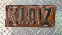 1939 PRINCE EDWARD ISLAND LICENCE PLATE
