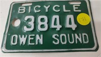 OWEN SOUND BICYCLE PLATE
