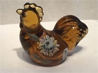 Fenton "Sunny, the Rooster" Amber Art Glass Figure