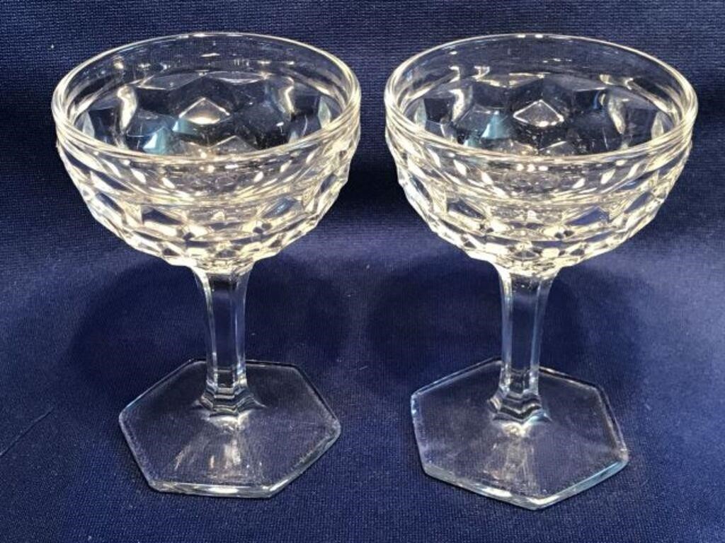 Assorted Fostoria Glass "Cubist" Clear Glasses