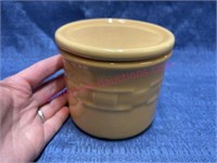 Longaberger Pottery crock w/ lid (yellow - USA)