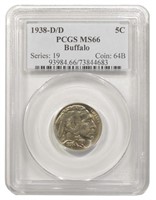 PCGS MS-66 1938-D/D Buffalo Nickel