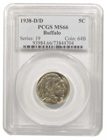 PCGS MS-66 1938-D/D Buffalo Nickel