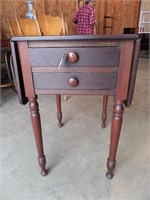 Early Walnut 2 Drawer Drop Leaf Table