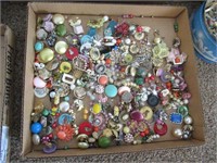 Flat of Misc. Costume Jewelry/ Mostly Brooches