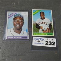 1966 Topps Hank Aaron &Willie Mays Cards