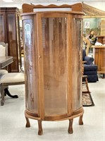 Antique Curved Glass Curio with Lock