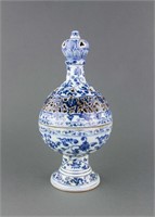 Chinese Blue and White Porcelain Censer Xuande Mk