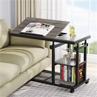 Tribesigns Height Adjustable C Table with Wheels,