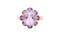 Morganite Sapphire & Black Diamond 14k Gold Ring