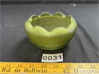MCM Frosted Green Polished Edge Glass Bowl