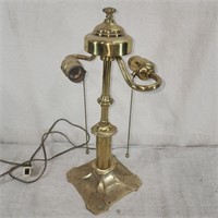 Early 1900's brass double socket desk lamp