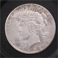 US Coins 1924-S Peace Silver Dollar, Circulated