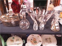 Seven mid-century glass serving pieces: Fire-King
