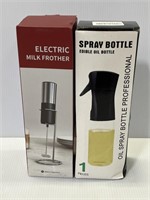 Electric milk frother & oil spray bottle